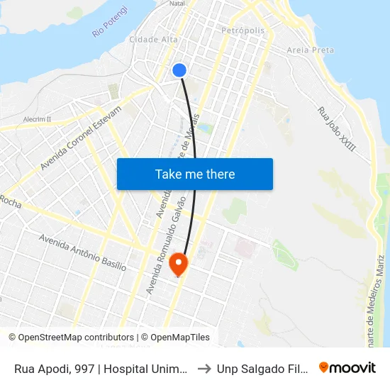 Rua Apodi, 997 | Hospital Unimed to Unp Salgado Filho map