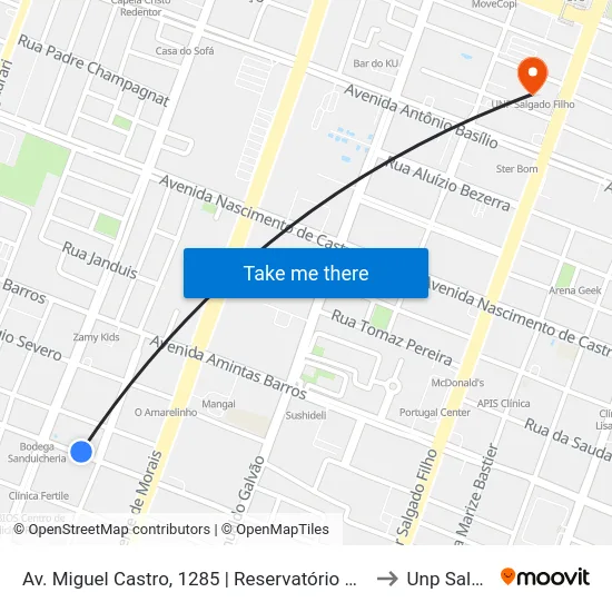 Av. Miguel Castro, 1285 | Reservatório Caern / Acesso Ao Curso Overdose to Unp Salgado Filho map