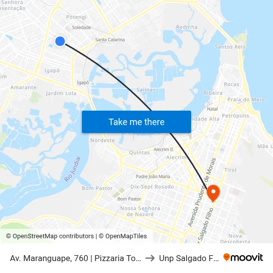 Av. Maranguape, 760 | Pizzaria Tomatto to Unp Salgado Filho map