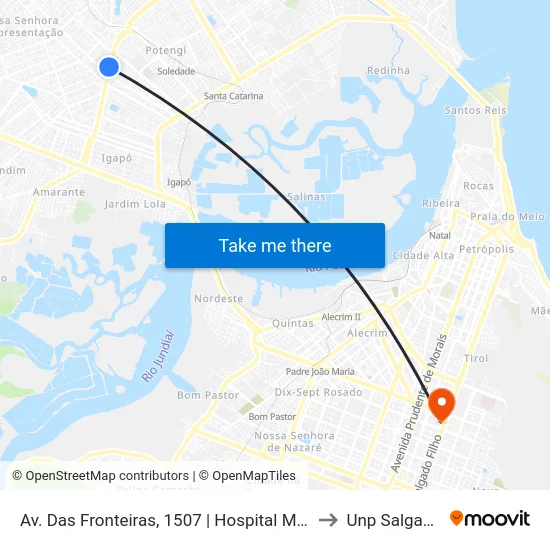 Av. Das Fronteiras, 1507 | Hospital Municipal Da Mulher to Unp Salgado Filho map