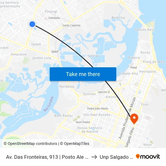 Av. Das Fronteiras, 913 | Posto Ale Interlagos to Unp Salgado Filho map