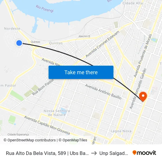 Rua Alto Da Bela Vista, 589 | Ubs Bairro Nordeste to Unp Salgado Filho map