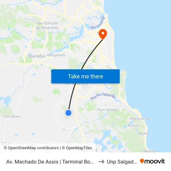 Av. Machado De Assis | Terminal Bosque Das Colinas to Unp Salgado Filho map