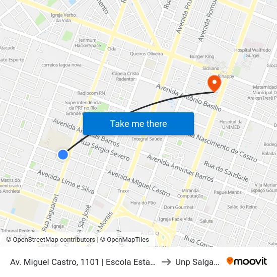 Av. Miguel Castro, 1101 | Escola Estadual Edgar Barbosa to Unp Salgado Filho map