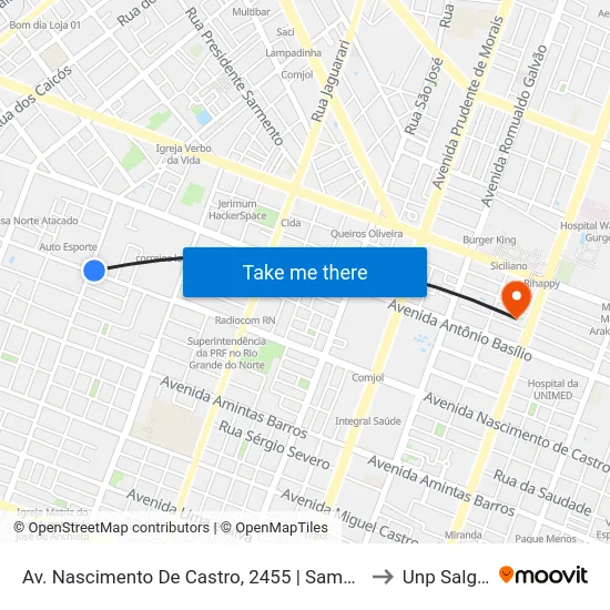 Av. Nascimento De Castro, 2455 | Samu Natal / Condomínio Alice Grilo to Unp Salgado Filho map