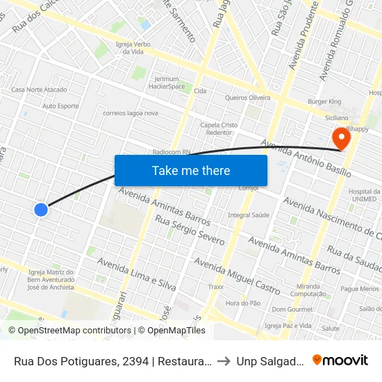 Rua Dos Potiguares, 2394 | Restaurante Potiguares to Unp Salgado Filho map