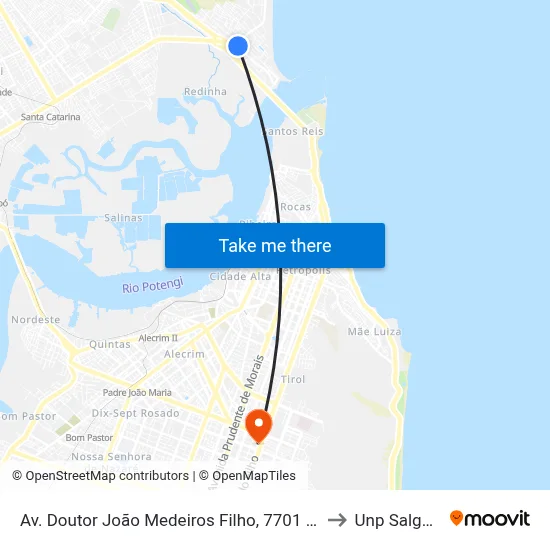 Av. Doutor João Medeiros Filho, 7701 | Chácara Brasil Tropical to Unp Salgado Filho map