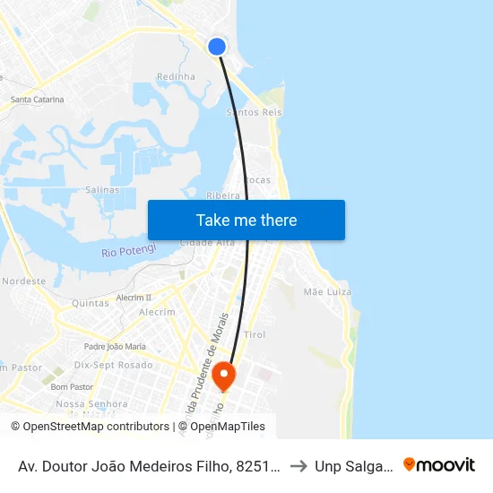Av. Doutor João Medeiros Filho, 8251 | Mercadinho Bezerra to Unp Salgado Filho map