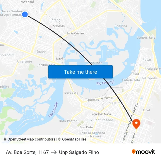 Av. Boa Sorte, 1167 to Unp Salgado Filho map