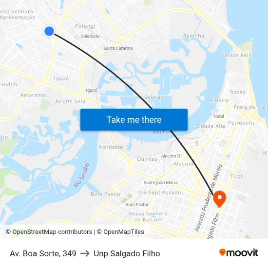Av. Boa Sorte, 349 to Unp Salgado Filho map