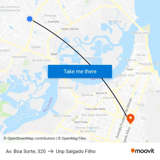 Av. Boa Sorte, 320 to Unp Salgado Filho map