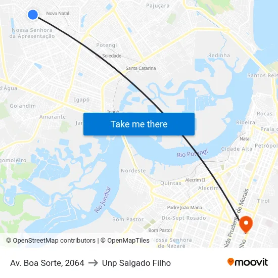 Av. Boa Sorte, 2064 to Unp Salgado Filho map