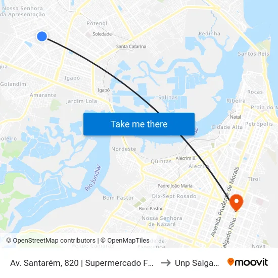 Av. Santarém, 820 | Supermercado Favorito Zona Norte to Unp Salgado Filho map