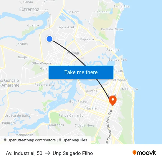 Av. Industrial, 50 to Unp Salgado Filho map