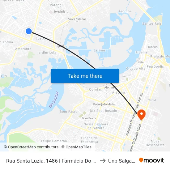 Rua Santa Luzia, 1486 | Farmácia Do Trabalhador Potiguar to Unp Salgado Filho map