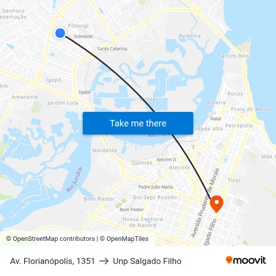 Av. Florianópolis, 1351 to Unp Salgado Filho map