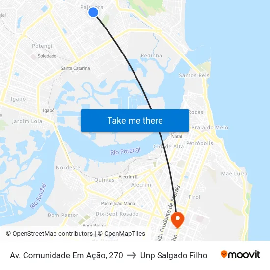Av. Comunidade Em Ação, 270 to Unp Salgado Filho map