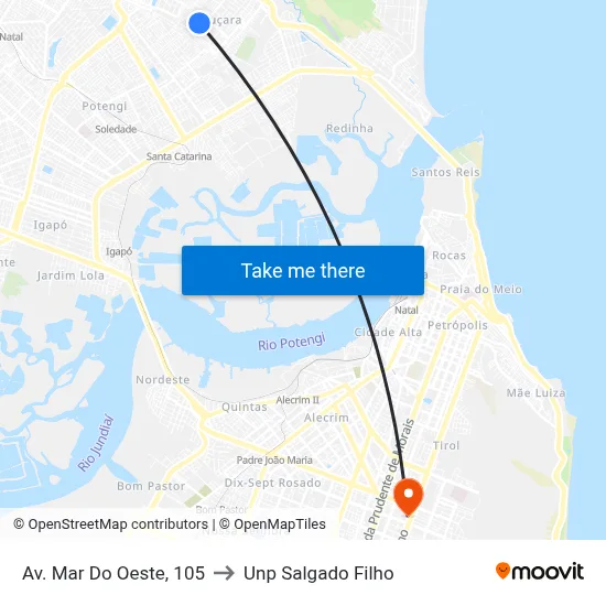 Av. Mar Do Oeste, 105 to Unp Salgado Filho map