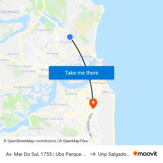 Av. Mar Do Sul, 1755 | Ubs Parque Das Dunas to Unp Salgado Filho map