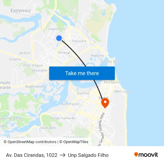 Av. Das Cirandas, 1022 to Unp Salgado Filho map