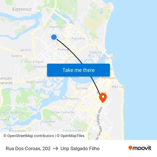 Rua  Dos Coroas, 202 to Unp Salgado Filho map