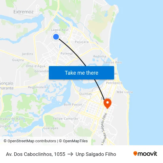 Av. Dos Caboclinhos, 1055 to Unp Salgado Filho map