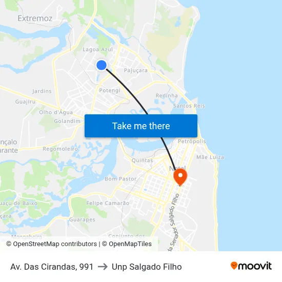Av. Das Cirandas, 991 to Unp Salgado Filho map