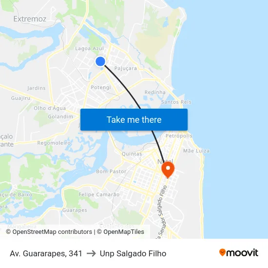 Av. Guararapes, 341 to Unp Salgado Filho map