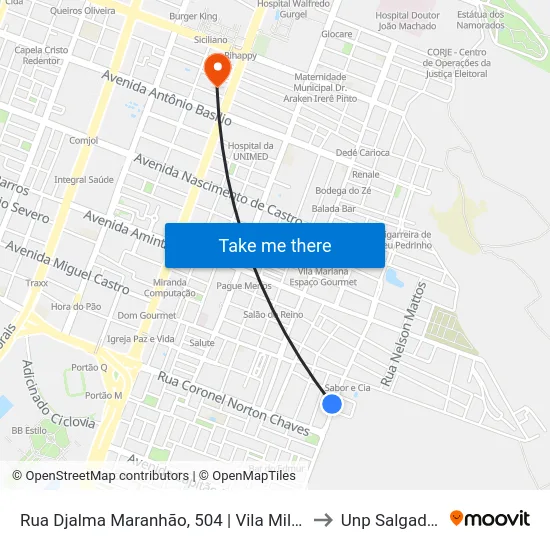 Rua Djalma Maranhão, 504 | Vila Militar Do Exército to Unp Salgado Filho map
