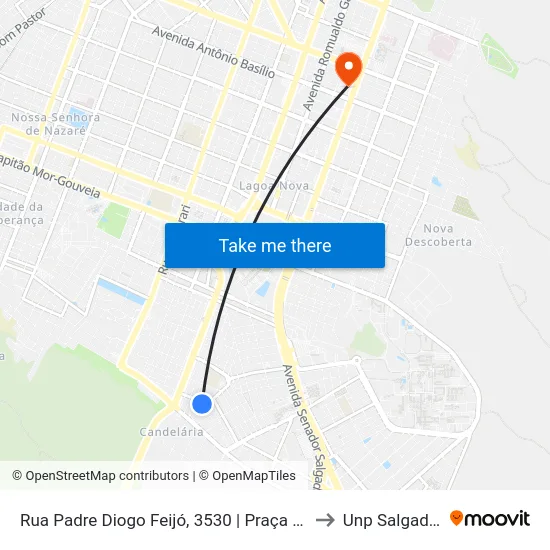 Rua Padre Diogo Feijó, 3530 | Praça Dos Alternativos to Unp Salgado Filho map