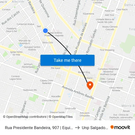 Rua Presidente Bandeira, 907 | Equip Industrial to Unp Salgado Filho map