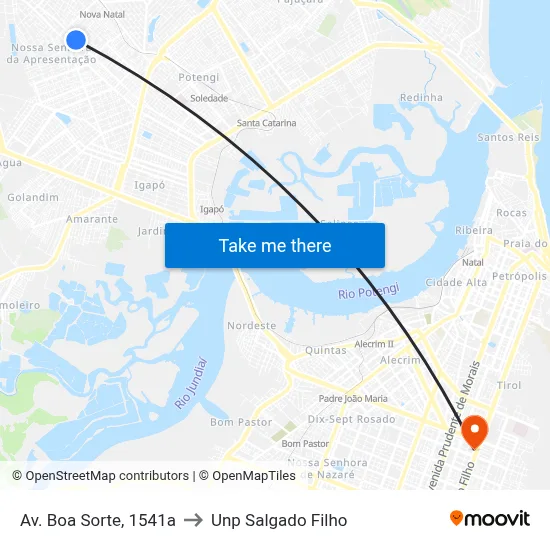 Av. Boa Sorte, 1541a to Unp Salgado Filho map