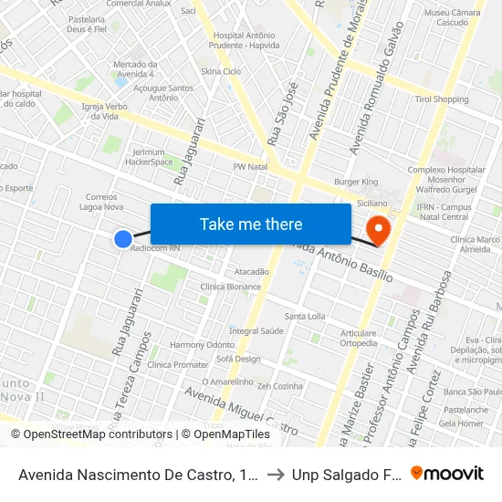 Avenida Nascimento De Castro, 1517 A to Unp Salgado Filho map