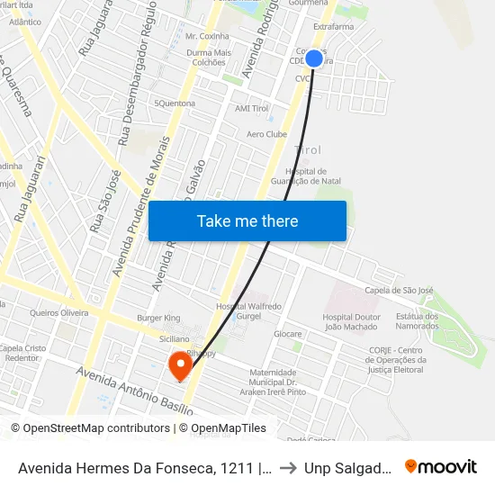 Avenida Hermes Da Fonseca, 1211 | Igui Piscinas to Unp Salgado Filho map