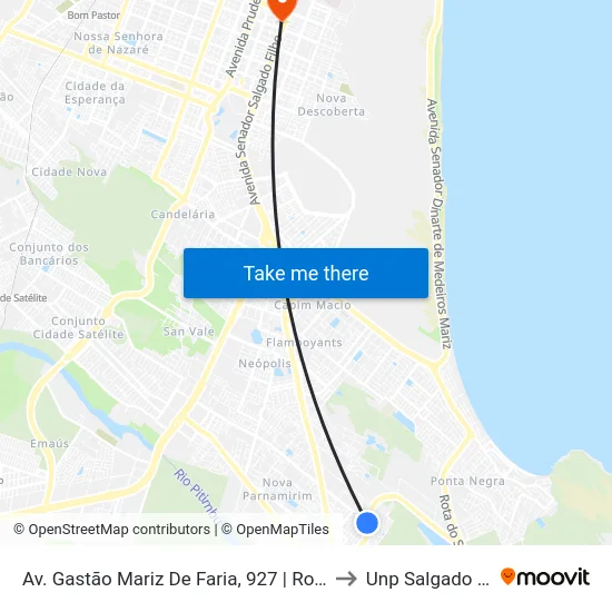 Av. Gastão Mariz De Faria, 927 | Rota Do Sol to Unp Salgado Filho map