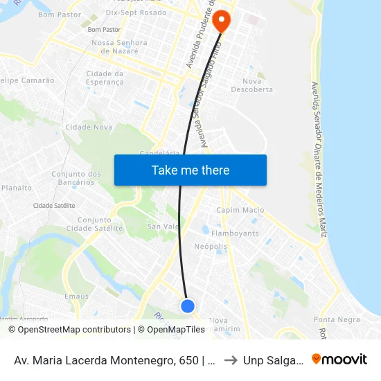 Av. Maria Lacerda Montenegro, 650 | Shopping Reis Magos to Unp Salgado Filho map
