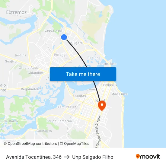 Avenida Tocantínea, 346 to Unp Salgado Filho map