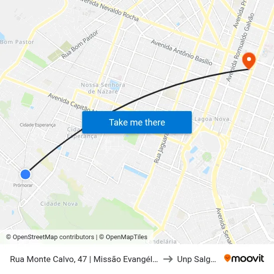 Rua Monte Calvo, 47 | Missão Evangélica Pentecostal Do Brasil to Unp Salgado Filho map