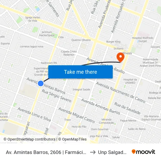 Av. Amintas Barros, 2606 | Farmácia Irmã Dulce to Unp Salgado Filho map