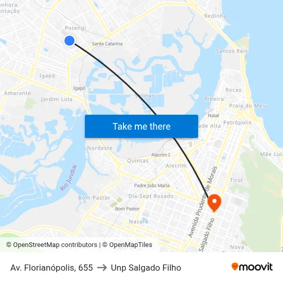 Av. Florianópolis, 655 to Unp Salgado Filho map