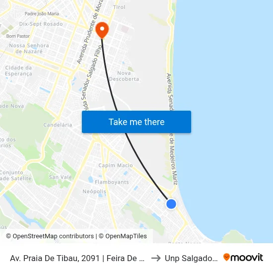Av. Praia De Tibau, 2091 | Feira De Artesanato to Unp Salgado Filho map
