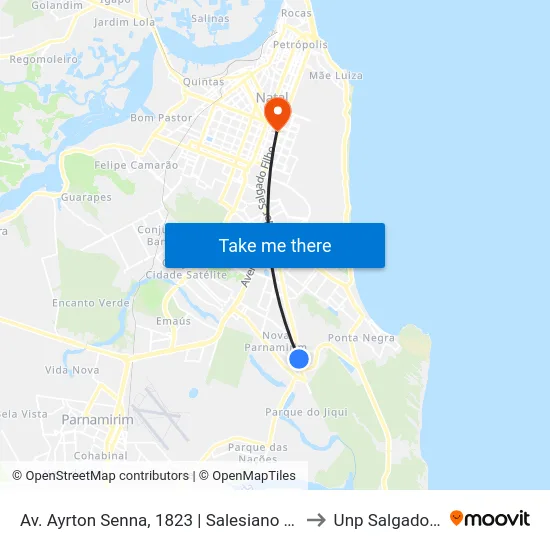 Av. Ayrton Senna, 1823 | Salesiano Dom Bosco to Unp Salgado Filho map