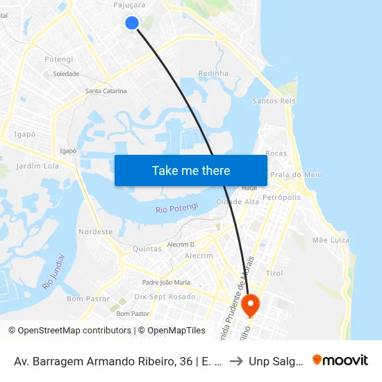 Av. Barragem Armando Ribeiro, 36 | E. M. Profª Zuleide Fernandes to Unp Salgado Filho map