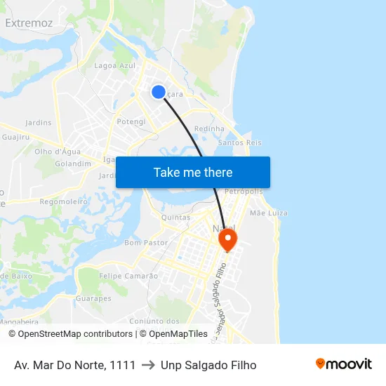 Av. Mar Do Norte, 1111 to Unp Salgado Filho map
