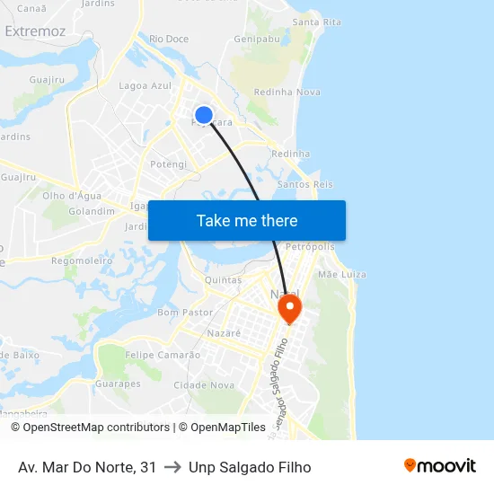Av. Mar Do Norte, 31 to Unp Salgado Filho map