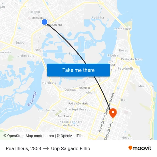 Rua Ilhéus, 2853 to Unp Salgado Filho map