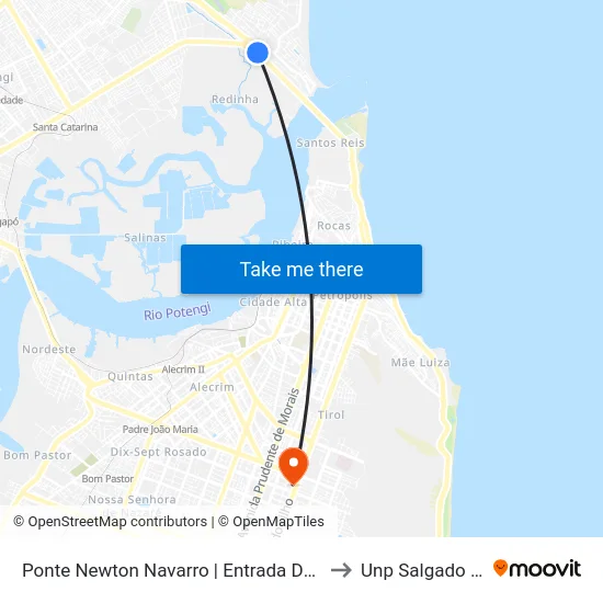 Ponte Newton Navarro | Entrada Da Redinha to Unp Salgado Filho map