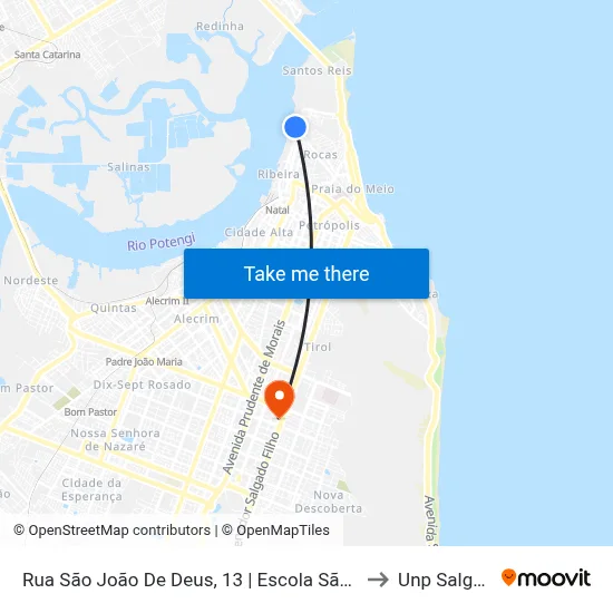 Rua São João De Deus, 13 | Escola São José / Canto Do Mangue to Unp Salgado Filho map