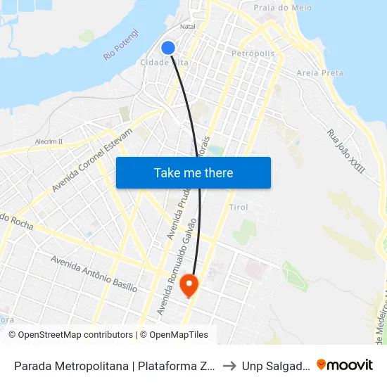 Parada Metropolitana | Plataforma Zonas Sul E Oeste to Unp Salgado Filho map