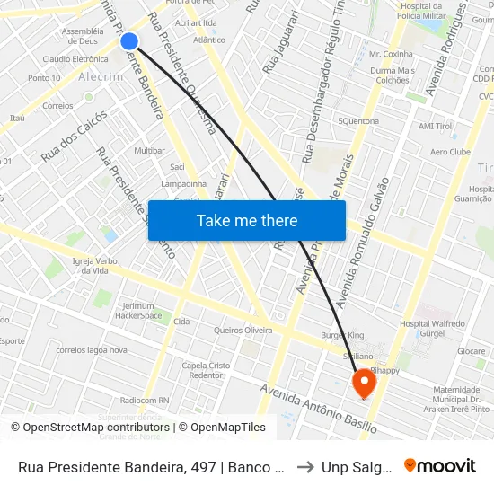 Rua Presidente Bandeira, 497 | Banco Bradesco - Agência Alecrim to Unp Salgado Filho map